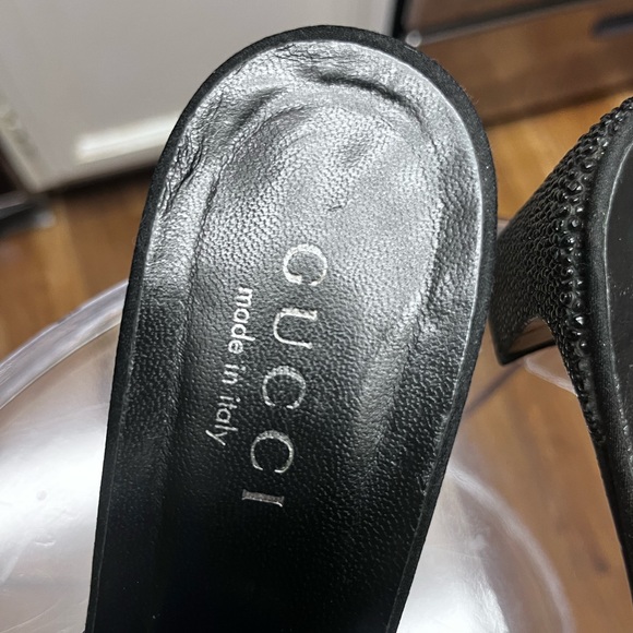 Vintage Gucci Black Heels Slides Circa: 1999 size 9 US / 40 EU ..PONY STINGRAY - Picture 3 of 9